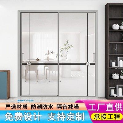 铝合金极窄推拉门轻奢阳台玻璃吊轨推拉厨房门隔断门客厅门定制图2