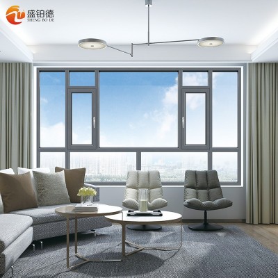 防台风窗户50非断桥平开窗自建房隔音铝合金钢化玻璃中空隔音门窗图2