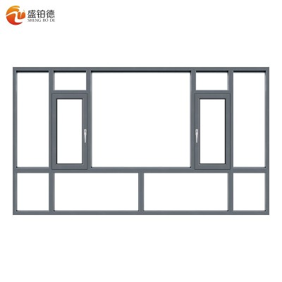 防台风窗户50非断桥平开窗自建房隔音铝合金钢化玻璃中空隔音门窗