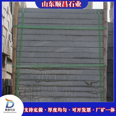 芝麻黑广场板天然黑色石板花岗岩石材道路地铺石火烧面石板工程板图2