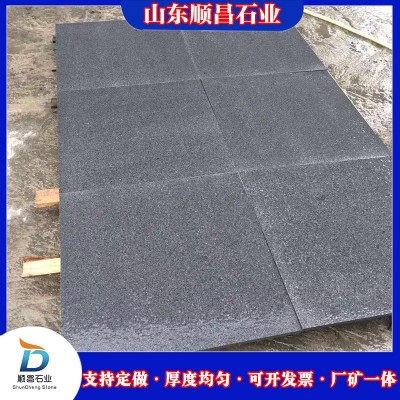 芝麻黑广场板天然黑色石板花岗岩石材道路地铺石火烧面石板工程板图3