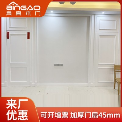 实木隐形门造型护墙板白色烤漆门背景墙图1