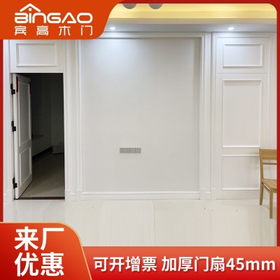 实木隐形门造型护墙板白色烤漆门背景墙图3