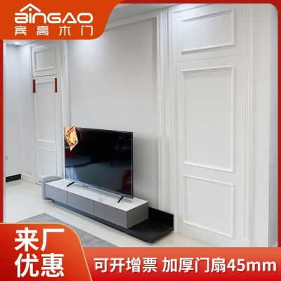 实木隐形门造型护墙板白色烤漆门背景墙图5