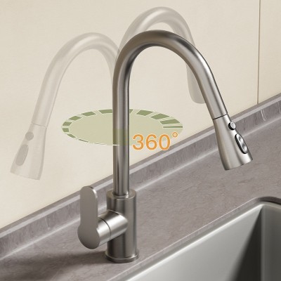 厨房抽拉式水龙头全铜主体冷热洗菜盆水槽洗碗池多功能家用水龙头图3