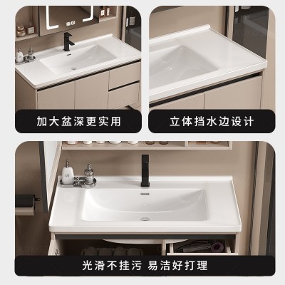 加厚蜂窝太空洗手盆组合陶瓷智能一体奶油浴室柜洗漱洗脸盆卫生间图4