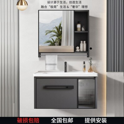 新款浴室柜组合陶瓷一体洗手盆卫生间洗脸盆小户型洗漱台大面池柜图3