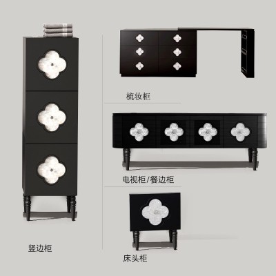家居四叶草陶瓷一体盆法式小香风实木烤漆浴室柜组合卫生间洗漱台图2