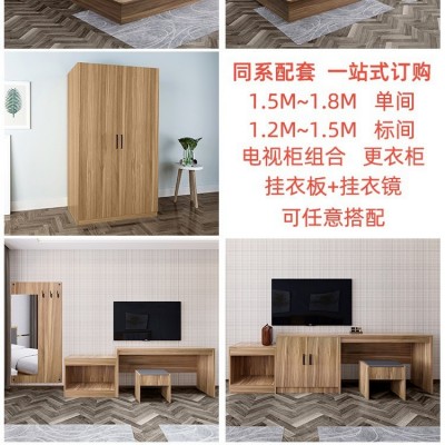 批发快捷连锁酒店宾馆家具标间床头板软包电视桌公寓床全套图5