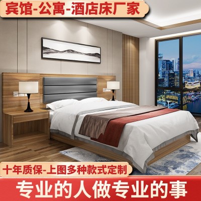 批发快捷连锁酒店宾馆家具标间床头板软包电视桌公寓床全套图2
