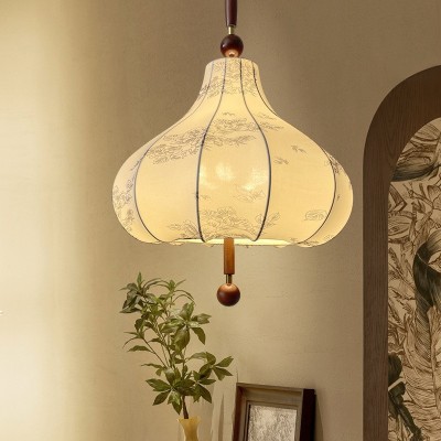 中古吊灯vintage美式复古餐厅灯法式布艺实木网红卧室书房栗子灯图2