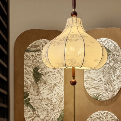中古吊灯vintage美式复古餐厅灯法式布艺实木网红卧室书房栗子灯图4