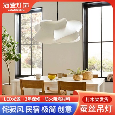 艺术网红客厅日式螺旋桨蚕丝餐厅吊灯侘寂风新中式民宿卧室餐厅灯图3