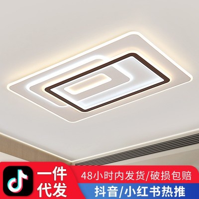 客厅大厅主灯家用大气黑边卧室房间高级感吸顶灯中山灯具厂直销