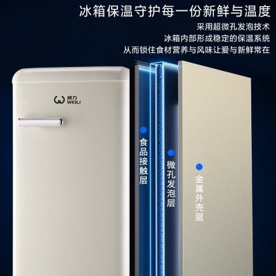 威力复古单开双门电冰箱小型迷你家用宿舍冷藏冷冻图3