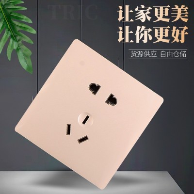 厂家供应暗装家装款墙壁开关 灰色面板插座 一开五孔开关插座批发图4