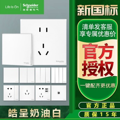 新国标施耐德皓呈插座开关面板墙壁斜五孔插座86家用墙壁USB图1