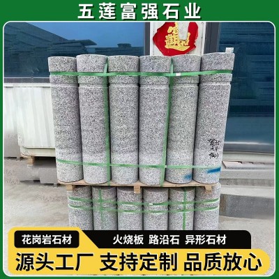 花岗岩挡车石柱学校门口路障石芝麻灰门柱花架挡车柱山东石材厂家图2