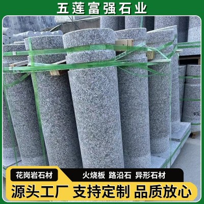 花岗岩挡车石柱学校门口路障石芝麻灰门柱花架挡车柱山东石材厂家图3