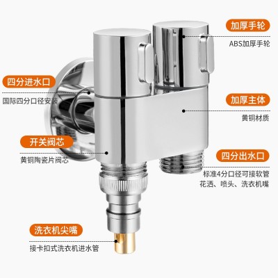 角阀一进两出潜水全铜加厚三角阀艇大流量马桶伴侣洗衣机水龙头图2
