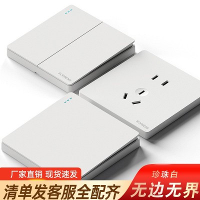 开关插座面板白色家用厂家批发墙壁一开单控斜五孔插座86型二三插