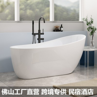 北欧简约独立式浴缸酒店设计师个性创意保温浴缸月亮形亚克力浴缸