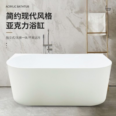 跨境外贸新款现代简约亚克力浴缸家用民宿酒店独立式成人深泡浴盆图1