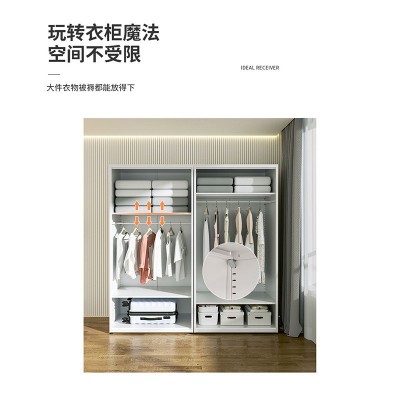 家用卧室推拉门衣柜简易金属大容量分层收纳柜简约高颜值铁艺衣柜图3