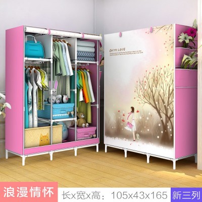 家用出租房储物衣柜简易开门经济型布艺衣橱塑料折叠钢架组装衣柜图5
