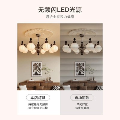 法式中古客厅灯吊灯实木吊灯美式复古高级感设计师卧室书房灯具图5