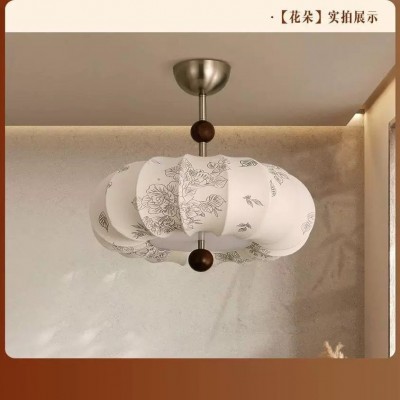 全屋套装组合灯具法式复古卧室灯吊灯布艺花纹中古实木侘寂风温馨图3