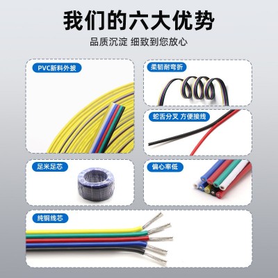 批发UL认证1007RGB线led灯带延长线2 6p彩色并线多芯彩排线灯条线图2