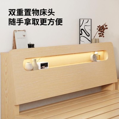 实木床家用卧室1.5米板式双人床1.8米北欧风出租屋用单人床架1.2m图4