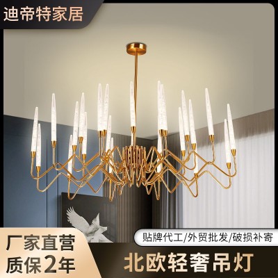 法式蜡烛餐厅灯 样板房现代轻奢水晶灯客厅大灯 吧台艺术书房吊灯图1