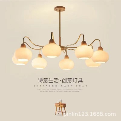 中古风柿子大厅吊灯卧室书房客厅主灯北欧大气木艺法式简约吊灯图2