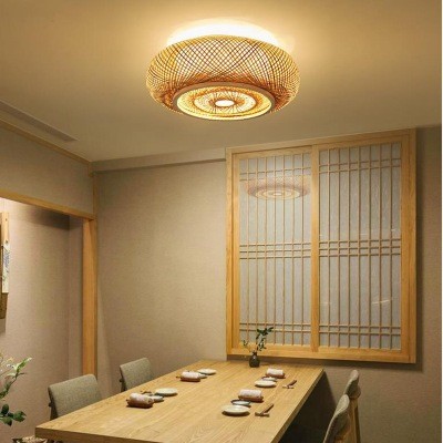 北欧简约吊灯竹艺日式吸顶灯禅意茶室餐厅民宿客厅卧室竹编灯