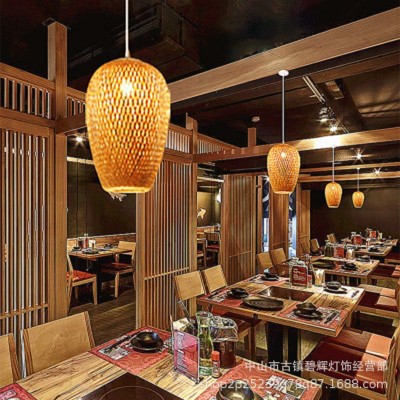 餐厅吊灯简约创意田园竹编艺术书房卧室新中式阳台玄关三头灯图4