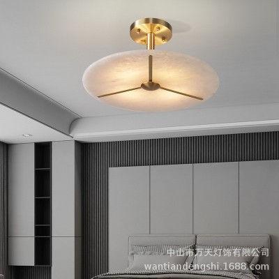 全铜新中式云石吸顶灯圆形现代简约卧室书房过道玄关灯具调光图3