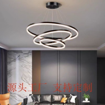 智能简约客厅吊灯个性餐厅灯样板房圆环灯铝材灯跨境led圈圈灯图2