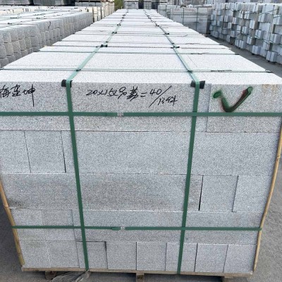 芝麻白花岗岩火烧板石材厂家批发芝麻白地铺石市政工程外墙干挂图2