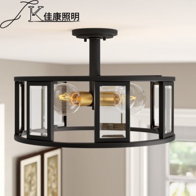 跨境亚马逊ebay美式复古工业风走廊餐厅卧室阳台新吸顶灯铁艺灯具图2