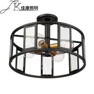 跨境亚马逊ebay美式复古工业风走廊餐厅卧室阳台新吸顶灯铁艺灯具图3