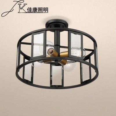 跨境亚马逊ebay美式复古工业风走廊餐厅卧室阳台新吸顶灯铁艺灯具图4
