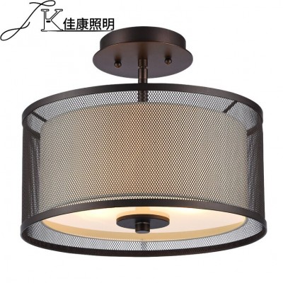 美式铁艺灯吸顶灯工业复古灯具枝形布艺圆形源头工厂灯具110V批发图3