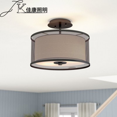 美式铁艺灯吸顶灯工业复古灯具枝形布艺圆形源头工厂灯具110V批发图4