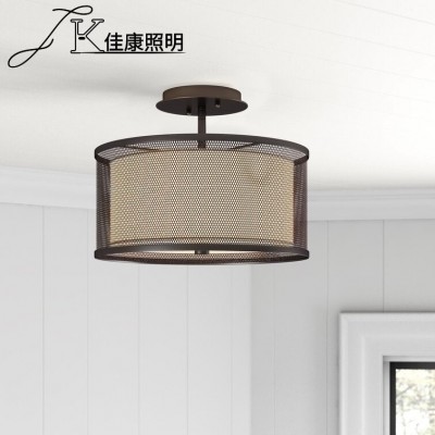 美式铁艺灯吸顶灯工业复古灯具枝形布艺圆形源头工厂灯具110V批发图2