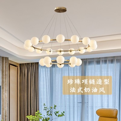 意式轻奢客厅吊灯圆环高级感魔豆灯设计师极简大厅灯样板房吊线灯图1