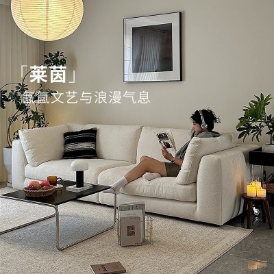 莱茵沙发小户型客厅直排可拆洗沙发侘寂复古风棉麻布艺沙发莫语图2