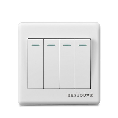 本优86型暗装墙壁开关插座面板四开单控家用四位四联单控电源4开图5