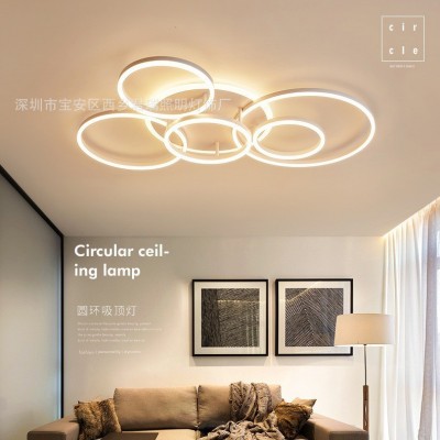 北欧现代简约客厅灯个性创意大气家用圆环温馨浪漫卧室led吸顶灯图2